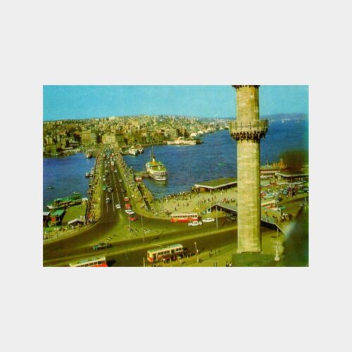 Galata Köprüsü ve Troleybüsler Kartpostal