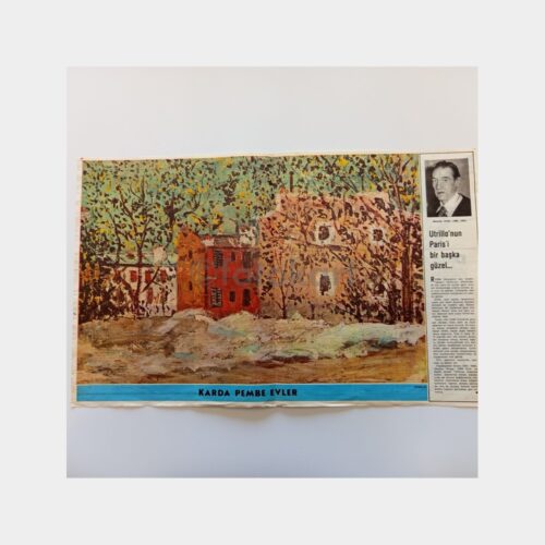Hayat Dergisi - Orta Sayfası Poster, No. 03 Utrillo - Karda Pembe Evler Tablosu