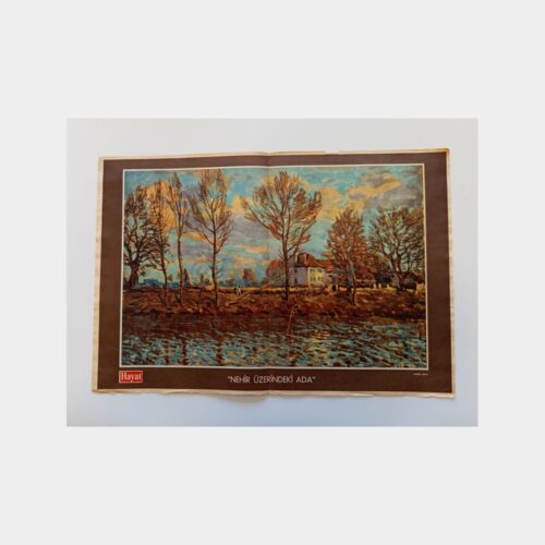 Hayat Dergisi - Orta Sayfası Poster, No. 28 Alfred Sisley - Nehir Üzerindeki Ada Tablosu