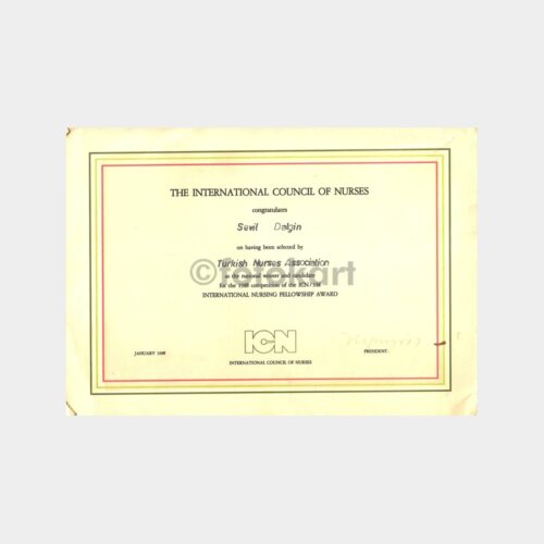 1988 Hemşirelik Konulu Diploma Belge