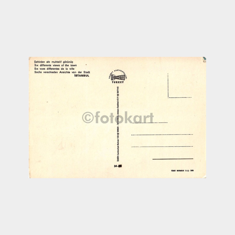 İstanbul 6 Ayrı Görünüş Kartpostal - Görsel 2