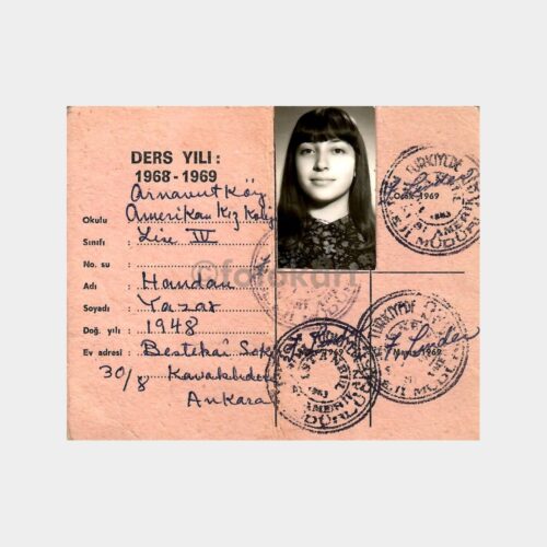 1968 İstanbul Amerikan Kız Koleji - Öğrenci Kimlik Kartı