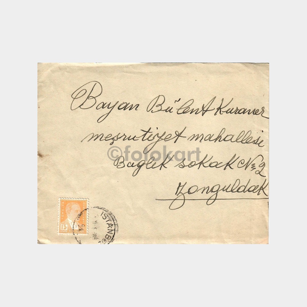 1949 İstanbul Damgalı Mektup Zarfı