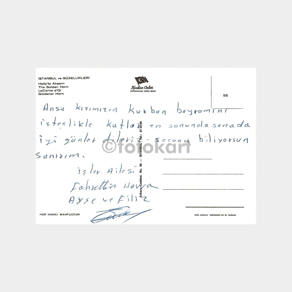 İstanbul Haliçte Akşam Görünüşü Kartpostal - Görsel 2