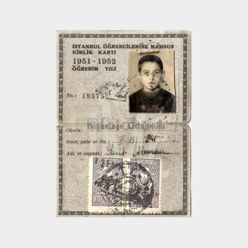 1951 İstanbul Nişantaşı Öğrenci Kimlik Kartı