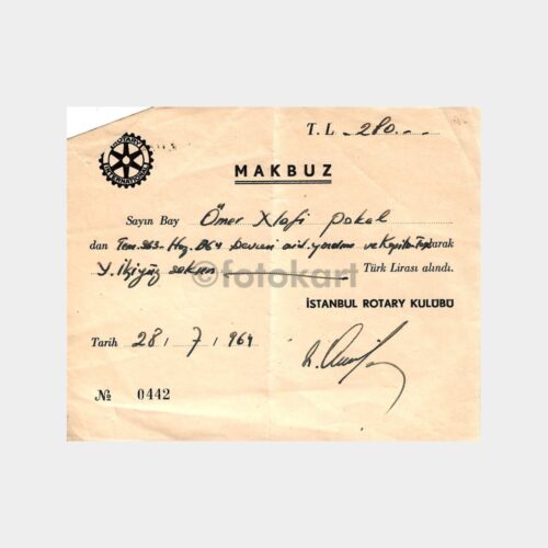 1964 İstanbul Rotary Kulübü Aidat Makbuzu