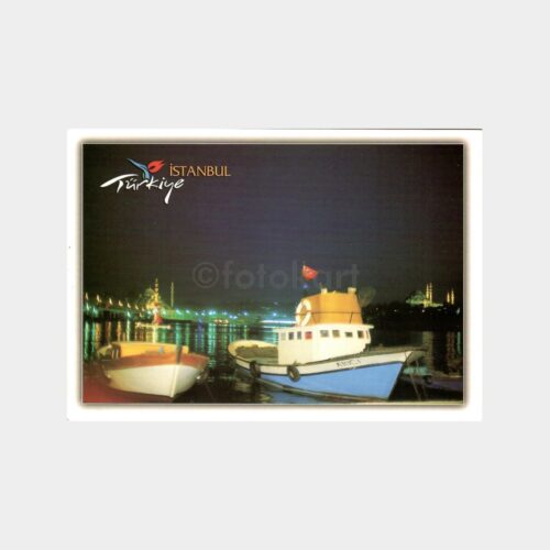 İstanbul Tekneler Gece Görünüşü Kartpostal