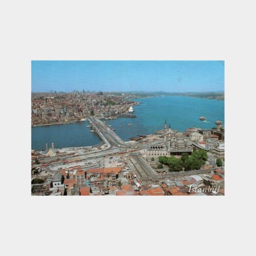 İstanbul Yeni Camii ve Galata Köprüsü Büyük Kartpostal