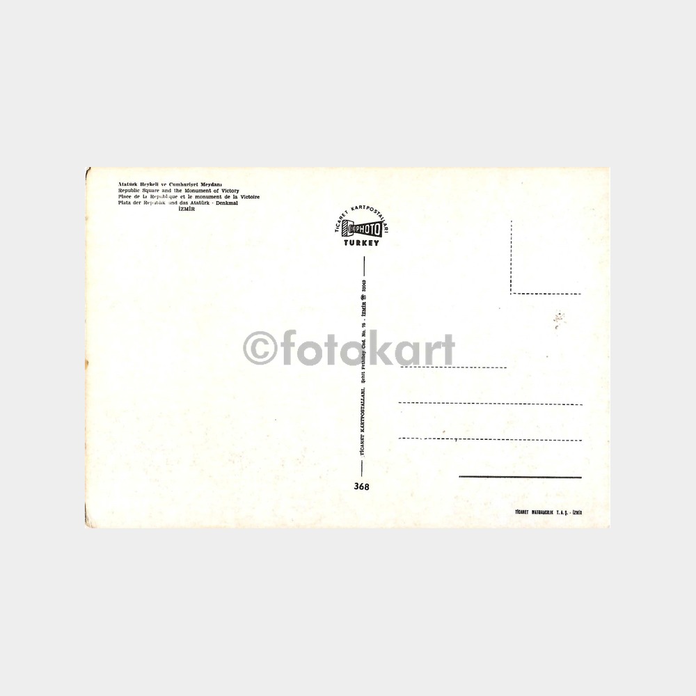 İzmir Atatürk Heykeli ve Cumhuriyet Meydanı Kartpostal - Görsel 2