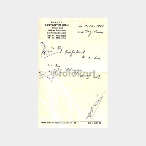 1966 Kadıköy Moda Dahiliye Doktor Reçetesi