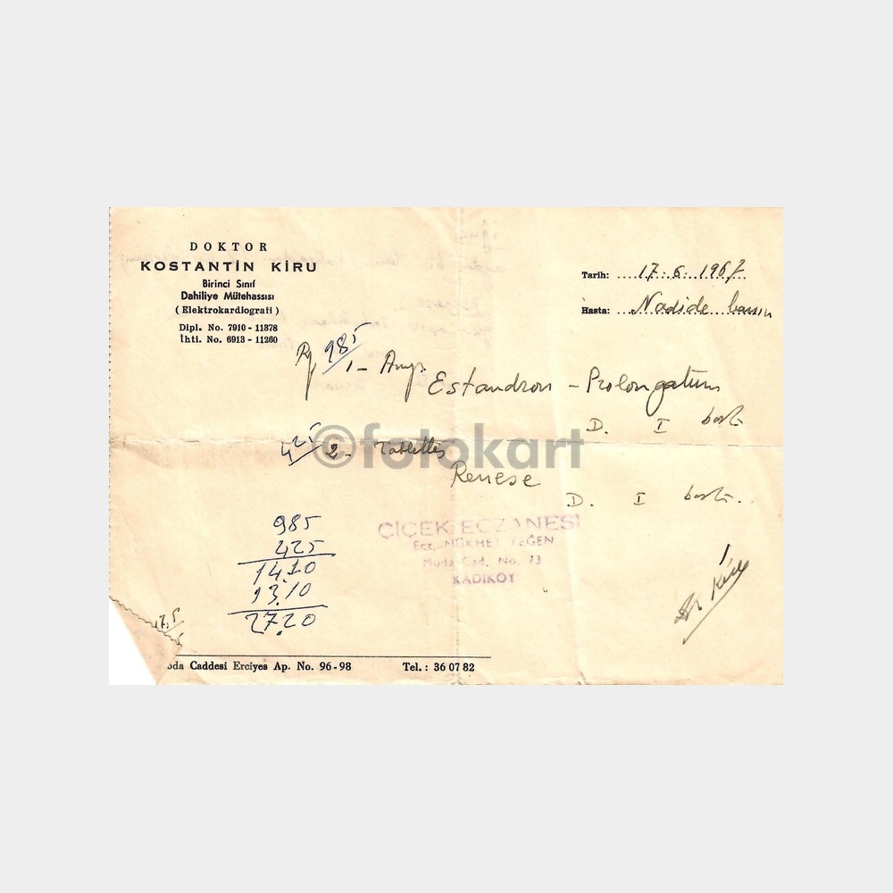 1957 Kadıköy Moda Doktor Reçetesi