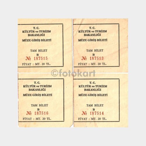 1965 Kültür Turizm Bakanlığı Müze Giriş Bileti (4 Adet)