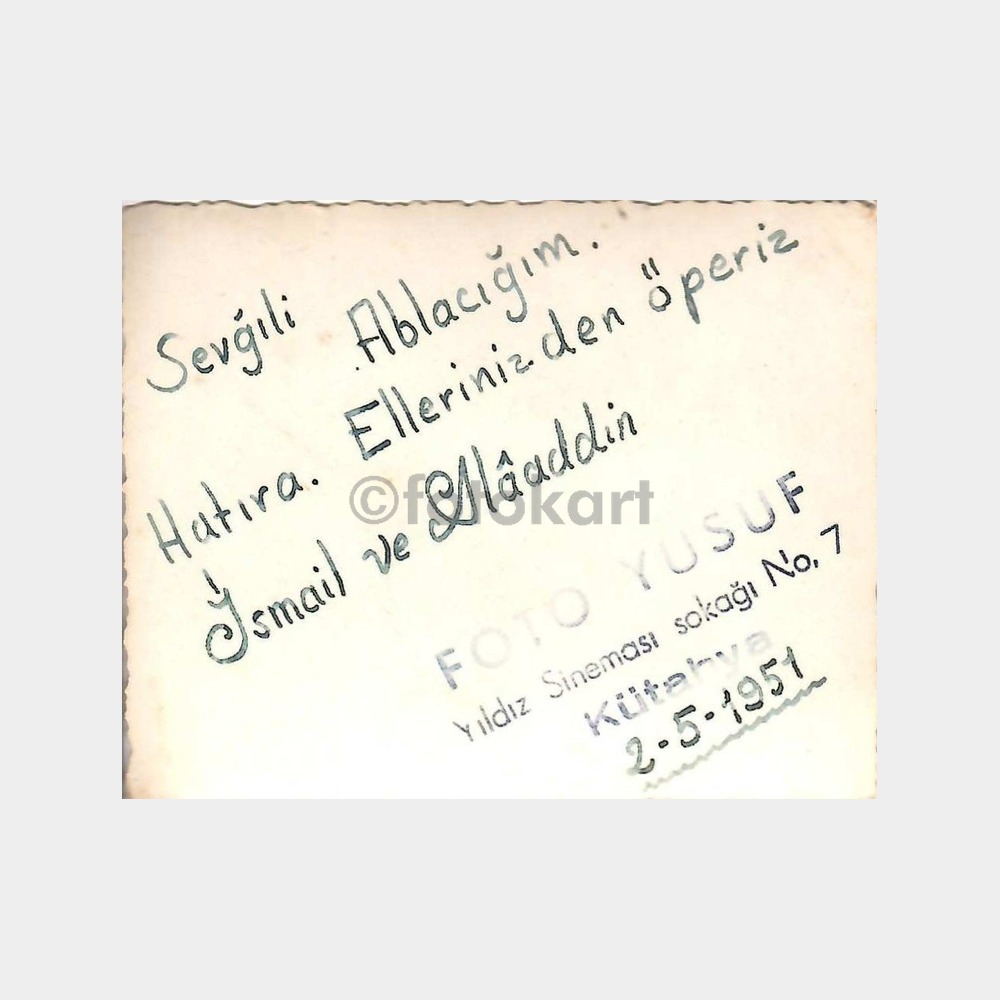 1951 Kütahya - Gençler Stüdyo Fotoğraf - Görsel 2