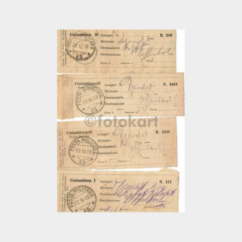 1919 Osmanlı Makbuzları Posta Damgaları (4 Adet)