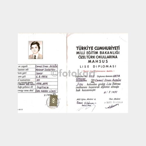 1975 Özel Erdem Lisesi Diploması