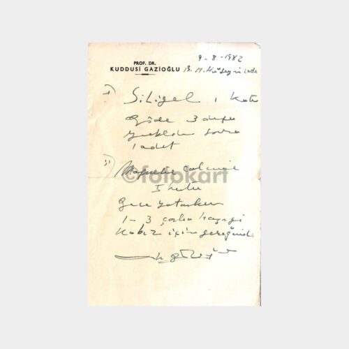 1982 Prof. Dr. Kuddusi Gazioğlu Reçetesi