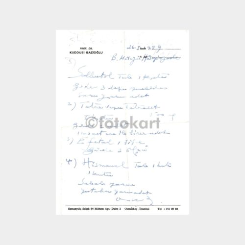 1989 Prof. Dr. Kuddusi Gazioğlu Reçetesi