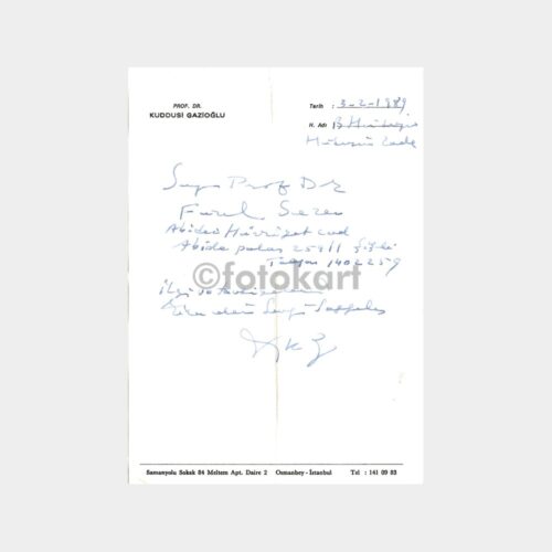 1989 Prof. Dr. Kuddusi Gazioğlu Reçetesi