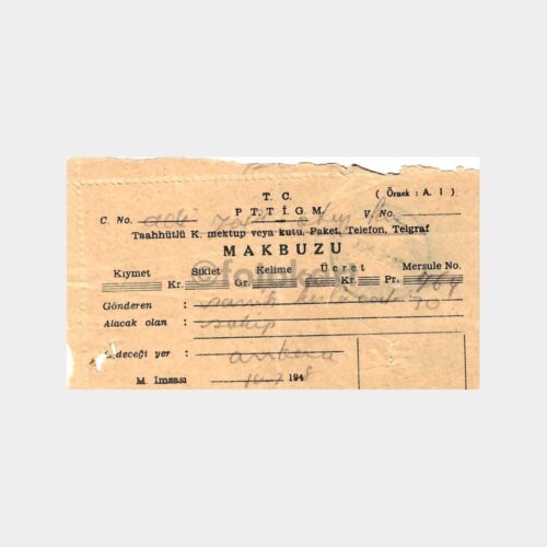 1948 Taahhütlü Mektup Makbuz