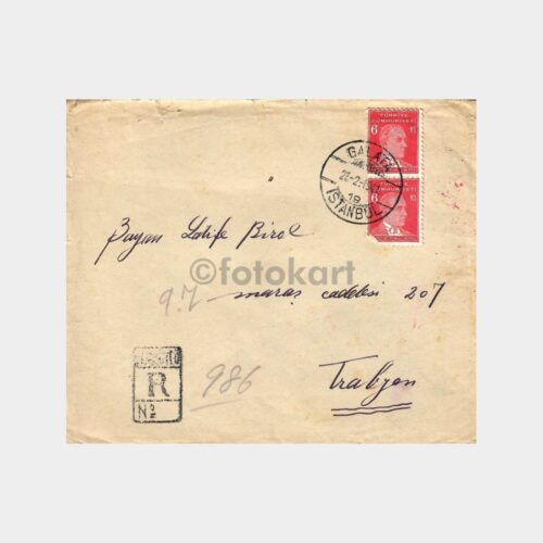 1941 Trabzon Maraş Cad. Varışlı Adresli Zarf