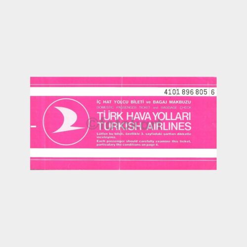 1989 Türk Hava Yolları Bileti