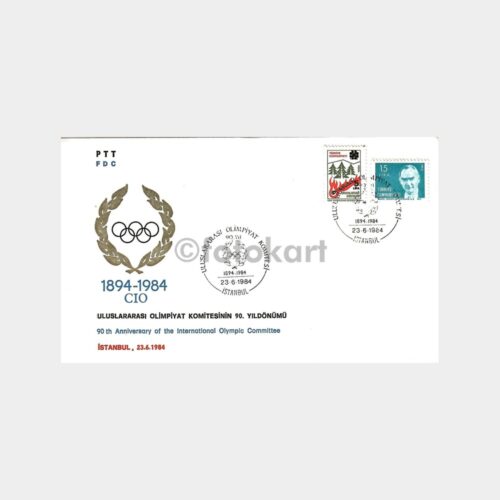 1984 Uluslararası Olimpiyat Komitesinin 90. Yıldönümü FDC - İlk Gün Zarfı