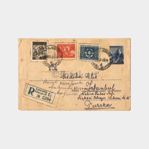 1948 Yugoslavya Saraybosna Çok Damgalı Zarf