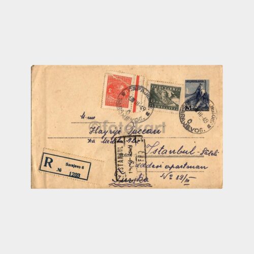 1949 Yugoslavya Saraybosna Çok Damgalı Zarf
