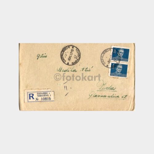 1947 Yugoslavya Saraybosna Damgalı Taah. Zarf