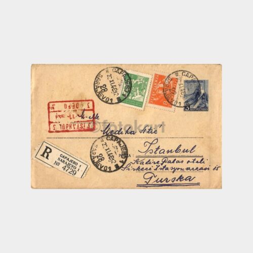 1948 Yugoslavya Saraybosna Damgalı Taah. Zarf