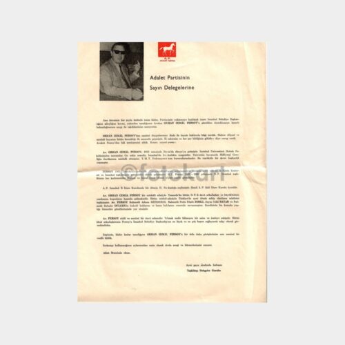 1967 Adalet Partisi - Orhan Cemal Fersoy Seçim Broşürü ve Yazısı