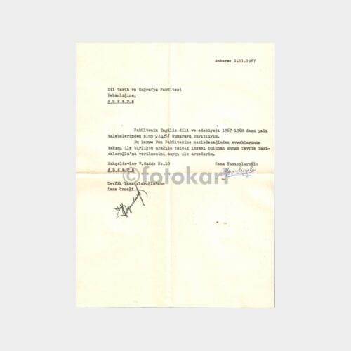 1967 Ankara Dil Tarih Coğrafya Fakültesi Yazışma