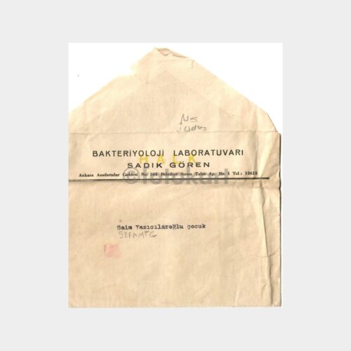 1955 Ankara Doktor Laboratuvar Belgesi