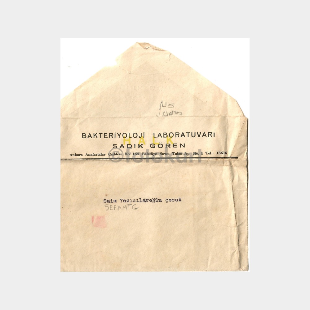 1955 Ankara Doktor Laboratuvar Belgesi