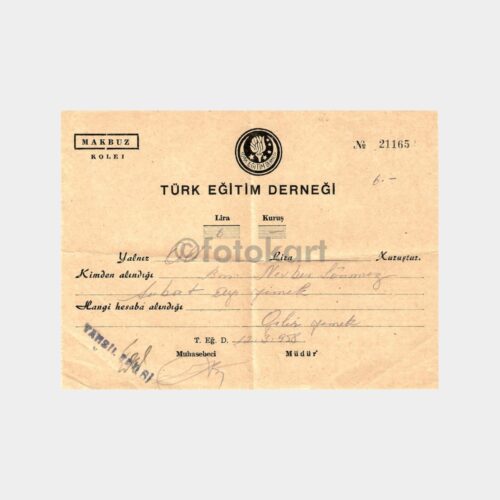 1958 Ankara Türk Eğitim Derneği Makbuzu