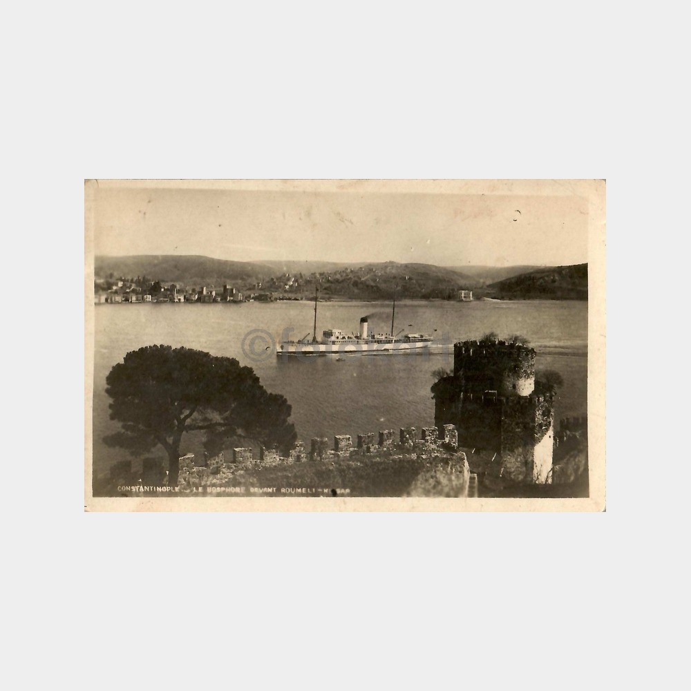 1935 Boğaziçi Rumelihisarı ve Vapur Kartpostal