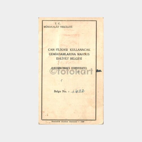 1964 Denizci Gemi Adamı Ehliyet Belgesi Kartı