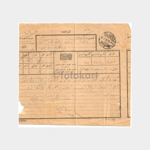 1926 Eski Türkçe El Yazılı-Damgalı Telgraf