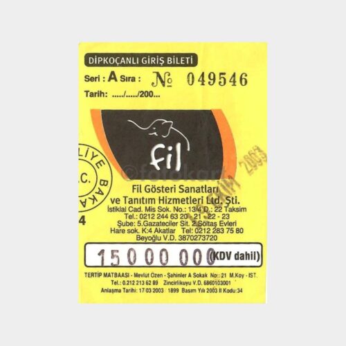 2003 Fil Gösteri Sanatları Eski Konser Bileti