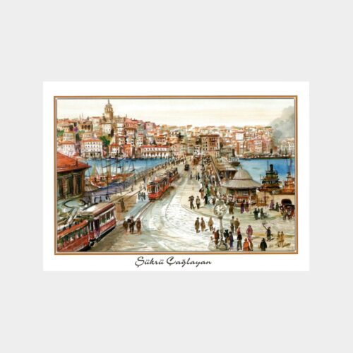 İstanbul Galata Köprüsü Tramvay Tablo Kartpostal