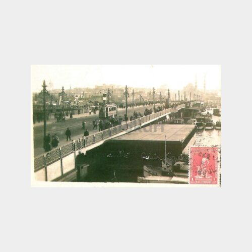 İstanbul Galata Köprüsü-Tramvay Reprodüksiyon Kartpostal