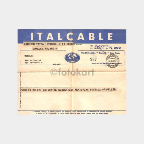 1957 Italcable İtalya-Milano Telgraf
