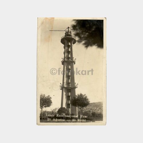 1930 İzmir Fuarı Paraşüt Kulesi Görünüş Fotokart