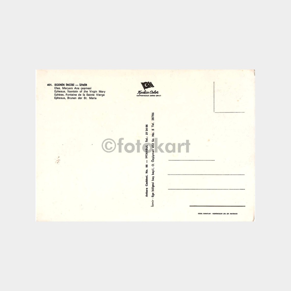 İzmir Selçuk Efes Meryemana Çeşmesi Kartpostal - Görsel 2