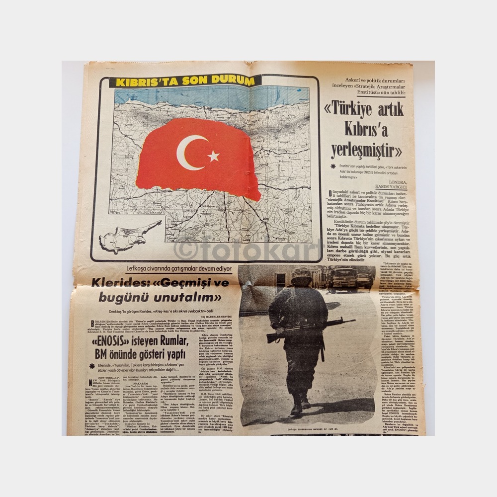 1974 Kıbrıs Konulu Milliyet Gazetesi - Görsel 2