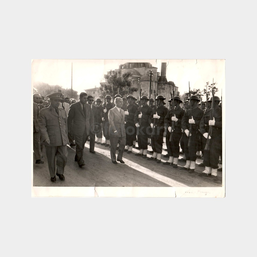 1955 Konya Askeri Yabancı Misafir Ziyareti 4 Adet Fotoğraf - Görsel 4