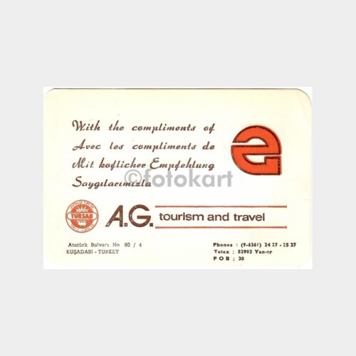 1970 Kuşadası AG Turizm Acentası Kartvizit