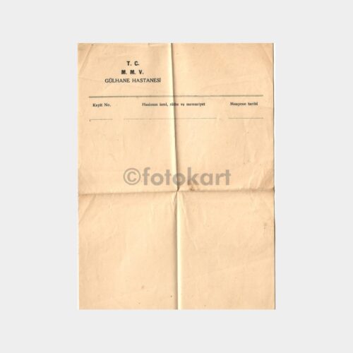 1950 M.M.V. Gülhane Hastanesi Reçete Kağıdı