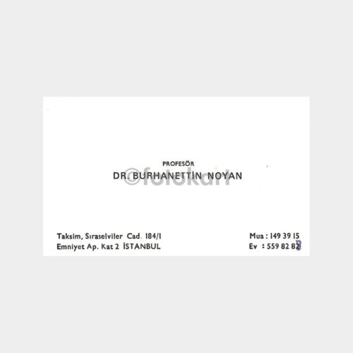 Prof. Dr. Burhanettin Noyan Kartvizit