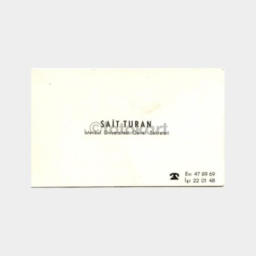 1960 Sait Turan - İstanbul Üniversitesi Genel Sekreter Kartvizit